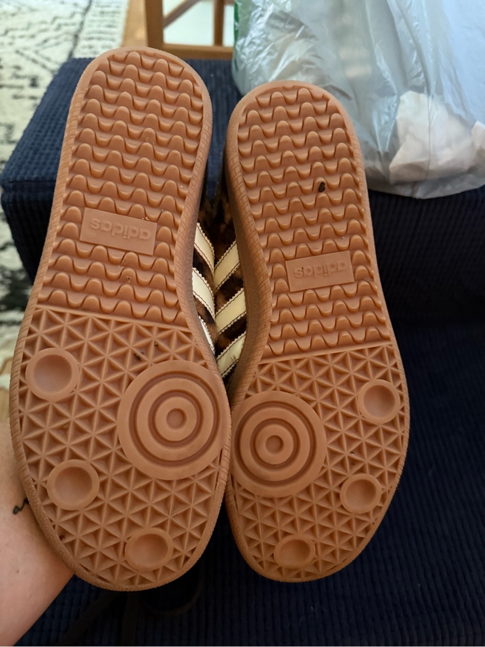 adidas Brown Leopard Print Pony Hair Sneakers w/Light Blue Lining Wales Bonner - Picture 6 of 6